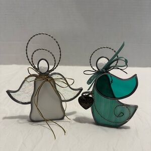 Set Of 2 Stained Glass 3D Angels